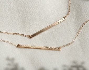 Sierlijke gepersonaliseerde Bar ketting, aangepaste naam ketting, minimale initialen ketting | 14k gouden vulling, sterling zilver, roségoud | LN120_30