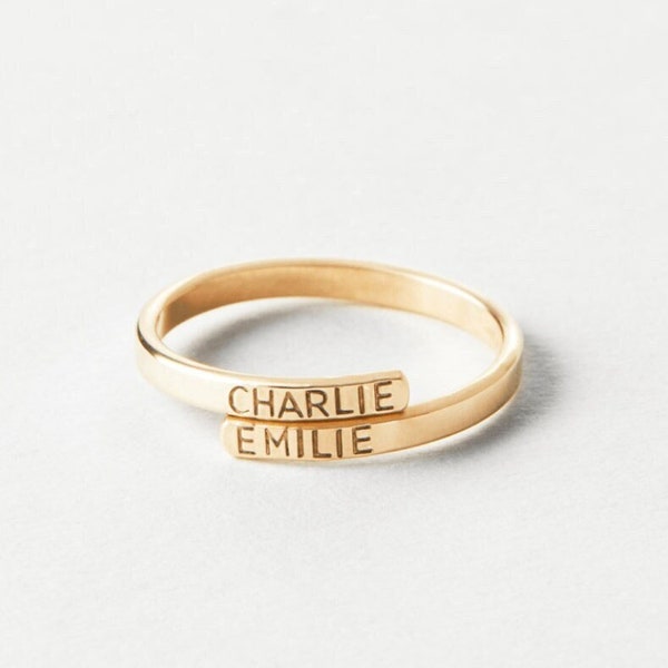 Dainty Personalized Wrap Ring, Custom Initials Ring, Name Ring, Roman Numerals Ring | 14k Gold Fill, Sterling Silver| LR452