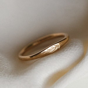 Olive Branch Signet Ring, Dainty Signet Ring, Slim Signet Ring, Botanical Stacking Ring | 14k Gold Fill, Sterling Silver | GRB_0512