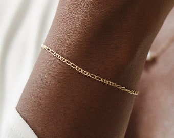 Dainty Figaro Chain Bracelet, Infinity Chain Bracelet, Minimal Layering Bracelet, Custom Chain | 14k Gold Fill, Sterling Silver | GBC_0026