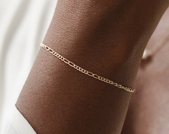 Dainty Figaro Chain Bracelet, Infinity Chain Bracelet, Minimal Layering Bracelet, Custom Chain | 14k Gold Fill, Sterling Silver | GBC_0026