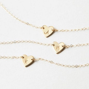 Tiny heart initial on sale necklace