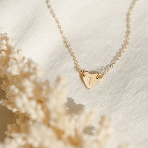 Tiny Heart Necklace, Custom Initial, Personalized Heart Pendant 14k Gold Fill, Sterling Silver, Rose Gold LN124_L image 4