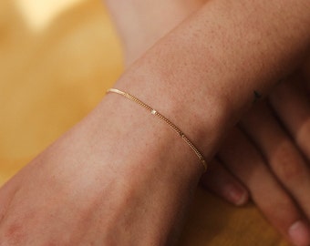 Radiant Curb Chain Bracelet, Sparkle Bracelet, Minimalist Shimmer Bracelet | 14k Gold Fill, Sterling Silver | GNC_0028