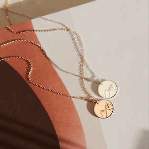 Custom Disk Coin Necklace, Personalized Circle Tag for Initials, Dates, Symbols 14k Gold Fill, Sterling Silver, Rose Gold LN213_V image 8