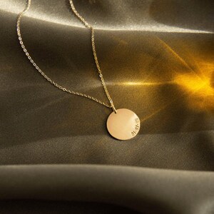 Personalized Name Necklace, Large Coin Pendant Necklace, Custom Date Disk Necklace | 14k Gold Fill, Sterling Silver | LN216 image 4