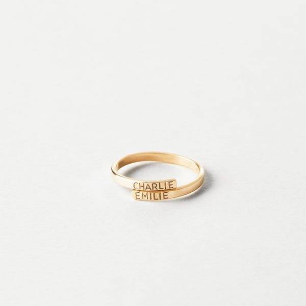 Dainty Personalized Wrap Ring, Custom Initials Ring, Name Ring, Roman Numerals Ring | 14k Gold Fill, Sterling Silver| LR452