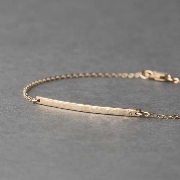 Ultra Dainty Personalized Bar Bracelet for Names, Dates, Initials, Roman Numerals | 14k Gold Fill, Sterling Silver, Rose Gold | LB120_30_hm