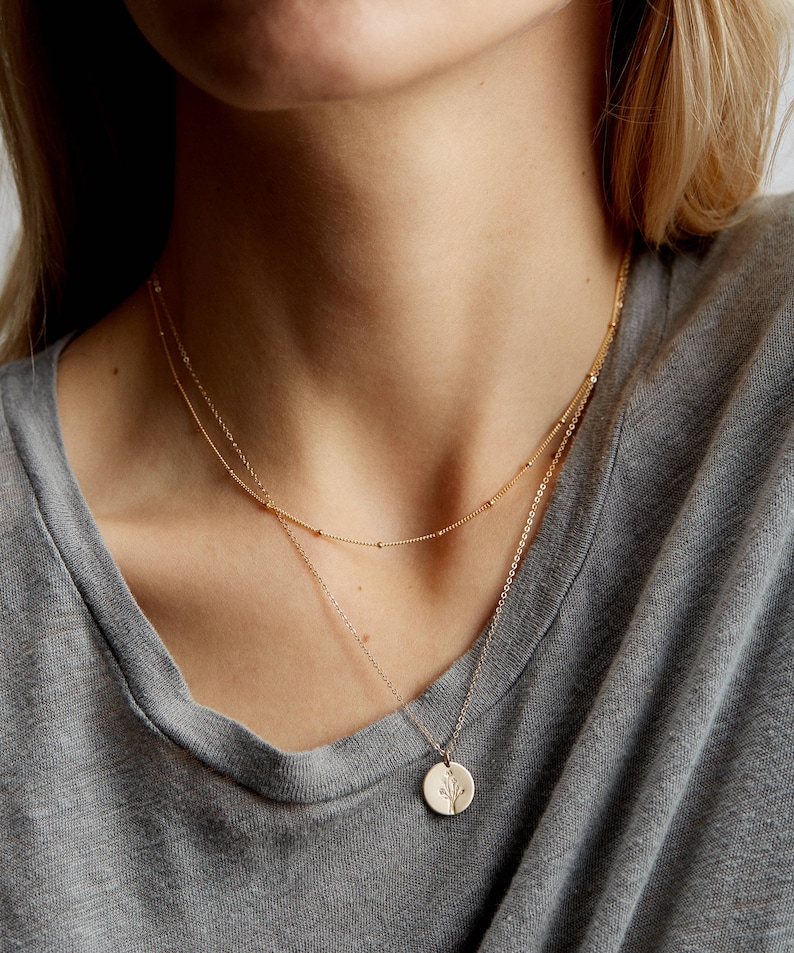 Dainty Layered Necklace Set of 2 - Short and Long Layering Necklaces - Personalized Initial Layer Necklaces with Initials, Symbols - LS959