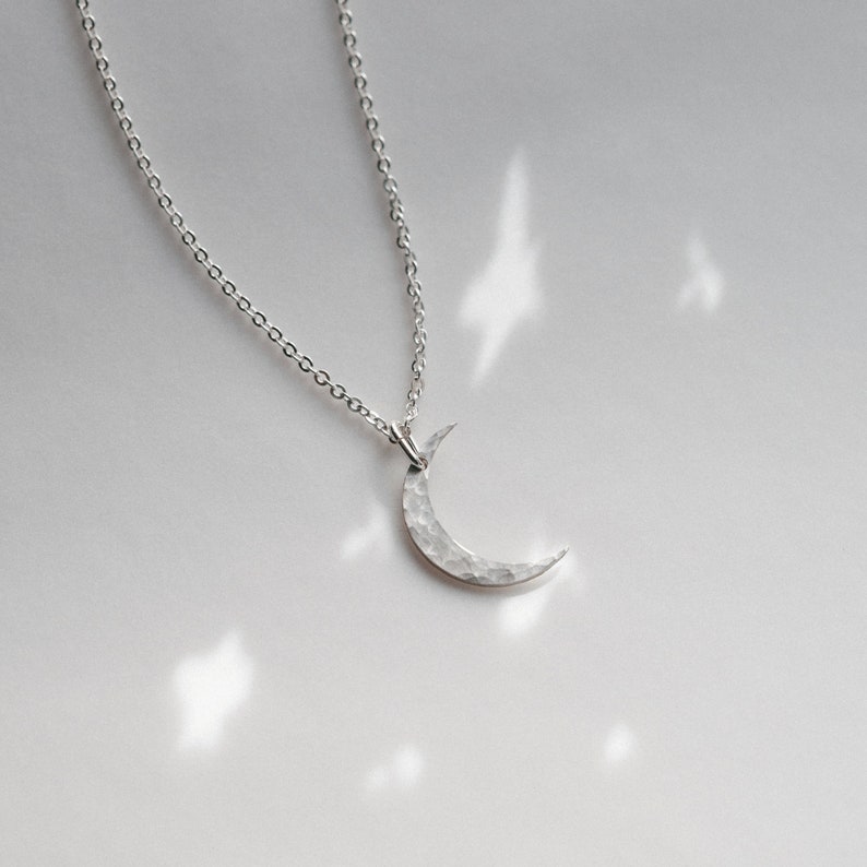 Dainty Moon Phase Necklace, Crescent Moon, Waxing Moon, Waning Moon, Full Moon, Celestial Necklace 14k Gold Fill, Sterling Silver LN116 image 8