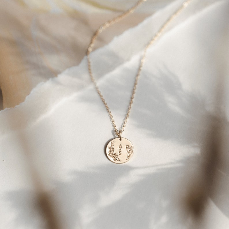 Dainty Flower Initial Necklace, Personalized Floral Necklace, Gift for Moms, Daughters 14k Gold Fill, Sterling Silver, Rose Gold LN213 image 2