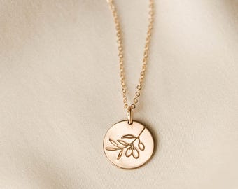 Olive Branch Necklace, Floral Pendant Necklace, Hope Necklace, Forgiveness Necklace | 14k Gold Fill, Sterling Silver | GNV_213