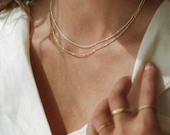 Radiant Curb Chain Necklace, Sparkle Stacking Chain, Minimalist Shimmer Chain | 14k Gold Fill, Sterling Silver | GNC_0028