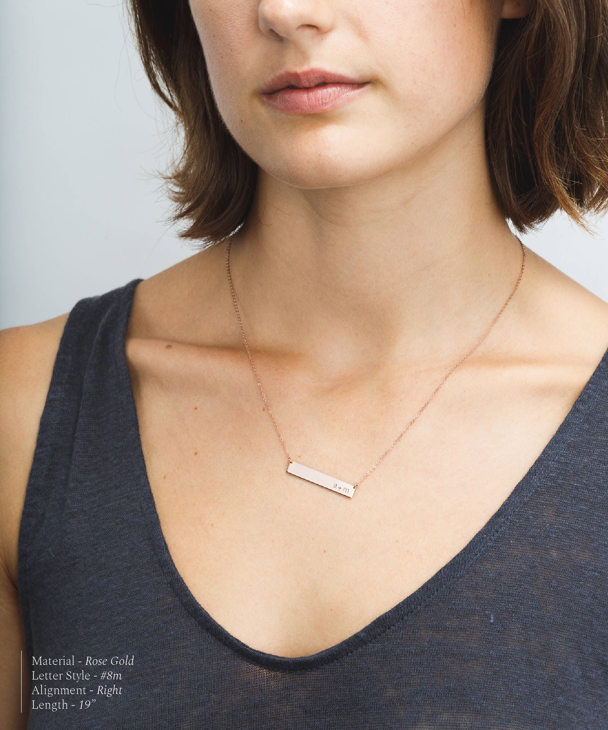 Personalized Gold Bar Necklace Custom 
