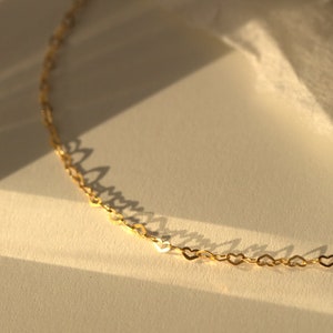 Dainty Heart Choker Necklace, Heart Link Choker, Gold Heart Choker, Valentine's Day Jewelry 14k Gold Fill, Sterling Silver image 2