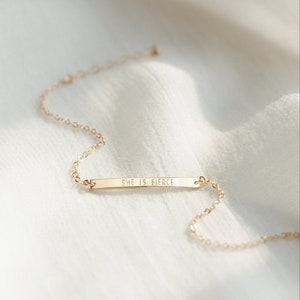 Dainty Personalized Bar Bracelet for Names, Dates, Coordinates 14k Gold Fill, Sterling Silver, Rose Gold LB130_30 image 5