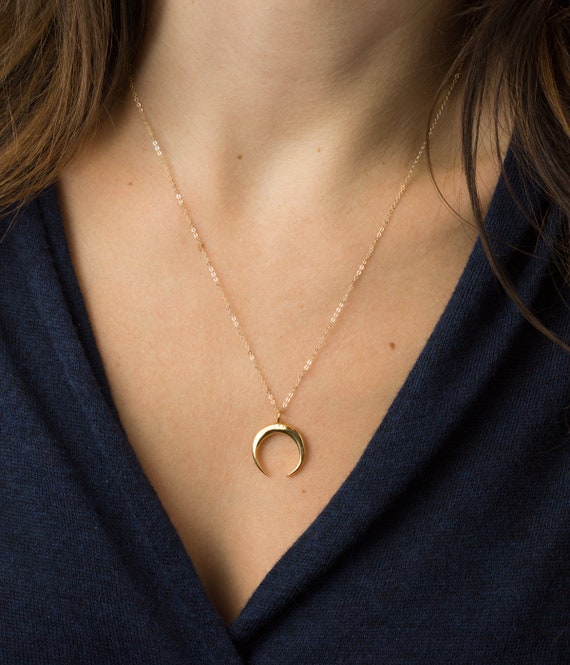 Moon Phases Upside Down Moon Necklace Meaning Upside Down Crescent - Main Image