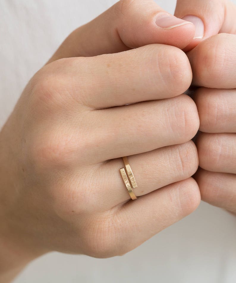 Stacked Name Rings LR452 14K Gold Filled or Rose Personalized Stacking Ring Initials Dainty Ring in Sterling Silver Dates