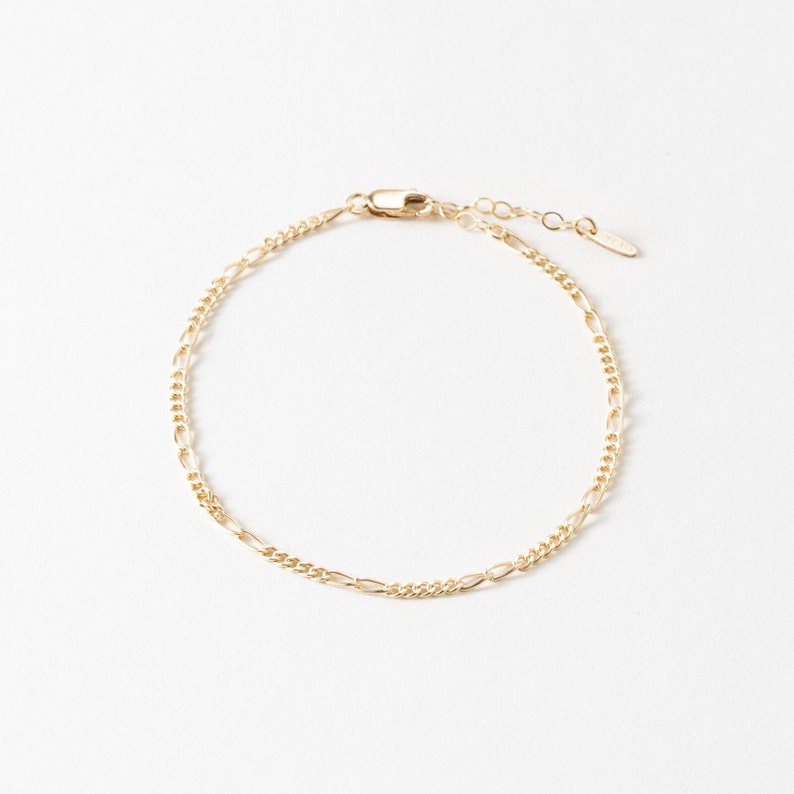 Dainty Figaro Chain Bracelet, Infinity Chain Bracelet, Minimal Layering Bracelet, Custom Chain 14k Gold Fill, Sterling Silver GBC_0026 image 2