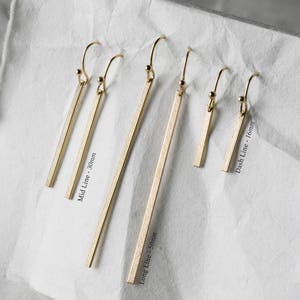 Dainty Bar Drop Earrings, Long Line Earrings, Simple Dangle Earrings, Minimal Bars 14k Gold Fill, Sterling Silver, Rose Gold LE120_vn image 7