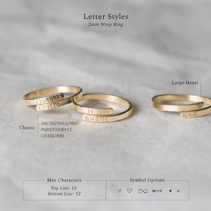 Elegant personlig omslagsring, personlig initialring, namnring, romersk siffrorring | 14k guldfyllning, sterlingsilver | LR452 bild 9