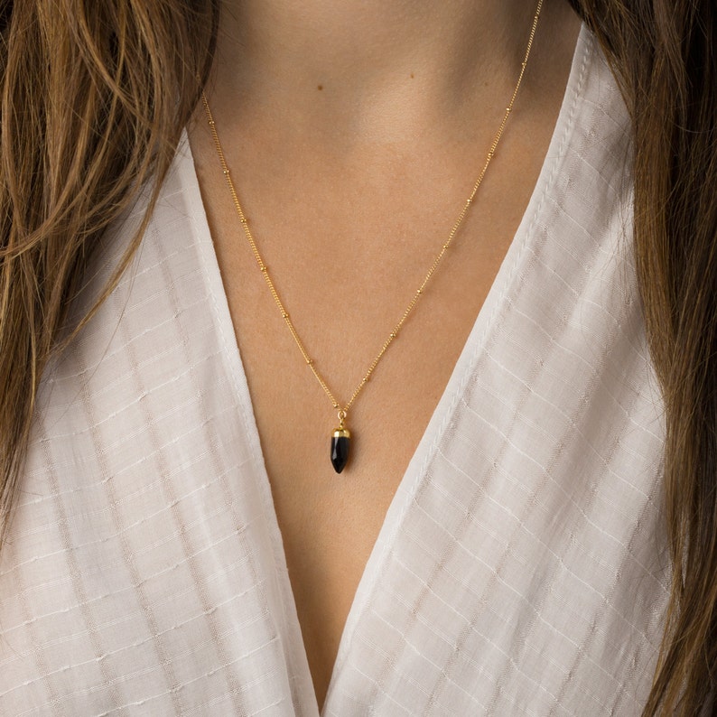 Layered and Long LN718 Crystal Point Necklace 14k Gold fill Gemstone Pendant Necklace Simple /& Delicate Gemstone Spike