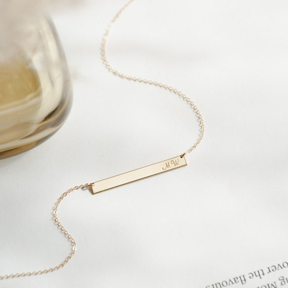 Sterling silver rose gold bar necklace Sterling silver rose gold bar necklace