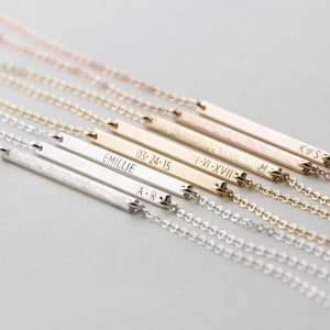 Personalisierte Bar Halskette, Benutzerdefinierte Namen Halskette, Minimal Initialen Halskette | 14k Gold Fill, Sterling Silber | LN120_30 Bild 5