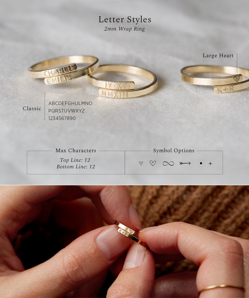 Stacked Name Rings LR452 14K Gold Filled or Rose Personalized Stacking Ring Initials Dainty Ring in Sterling Silver Dates