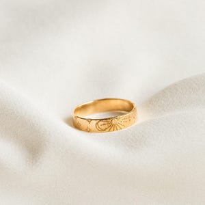 Celestial Band Ring, Moon and Stars Ring, Sun Band Ring, Celestial Wedding Ring | 14k Gold Fill, Sterling Silver | GRB_0540