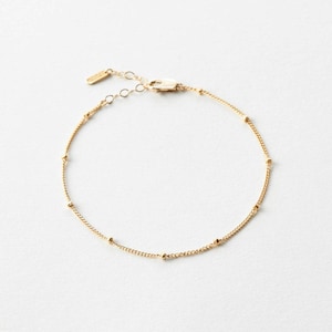 Zierliches Tautropfen Armband, Zierliches Layering Kettenarmband | 14k Gold Fill, Sterling Silber | LB801