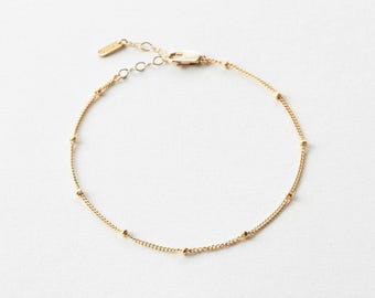 Delicate Dewdrop Bracelet, Dainty Layering Chain Bracelet | 14k Gold Fill, Sterling Silver | LB801
