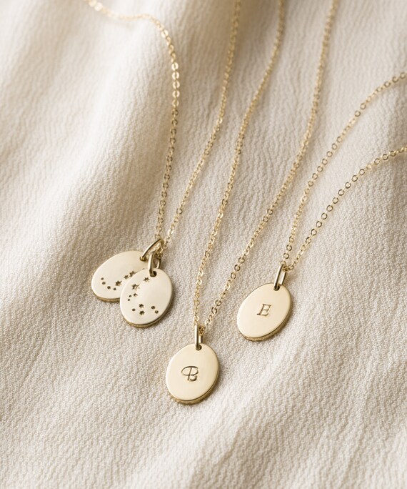 Personalized Small Oval Necklace Custom 
