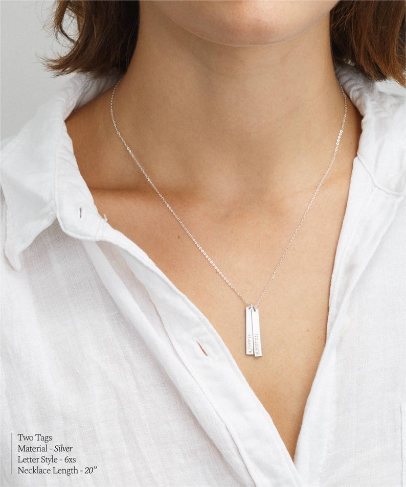 Personalized Vertical Name Bar Necklace Custom Rose Gold Etsy