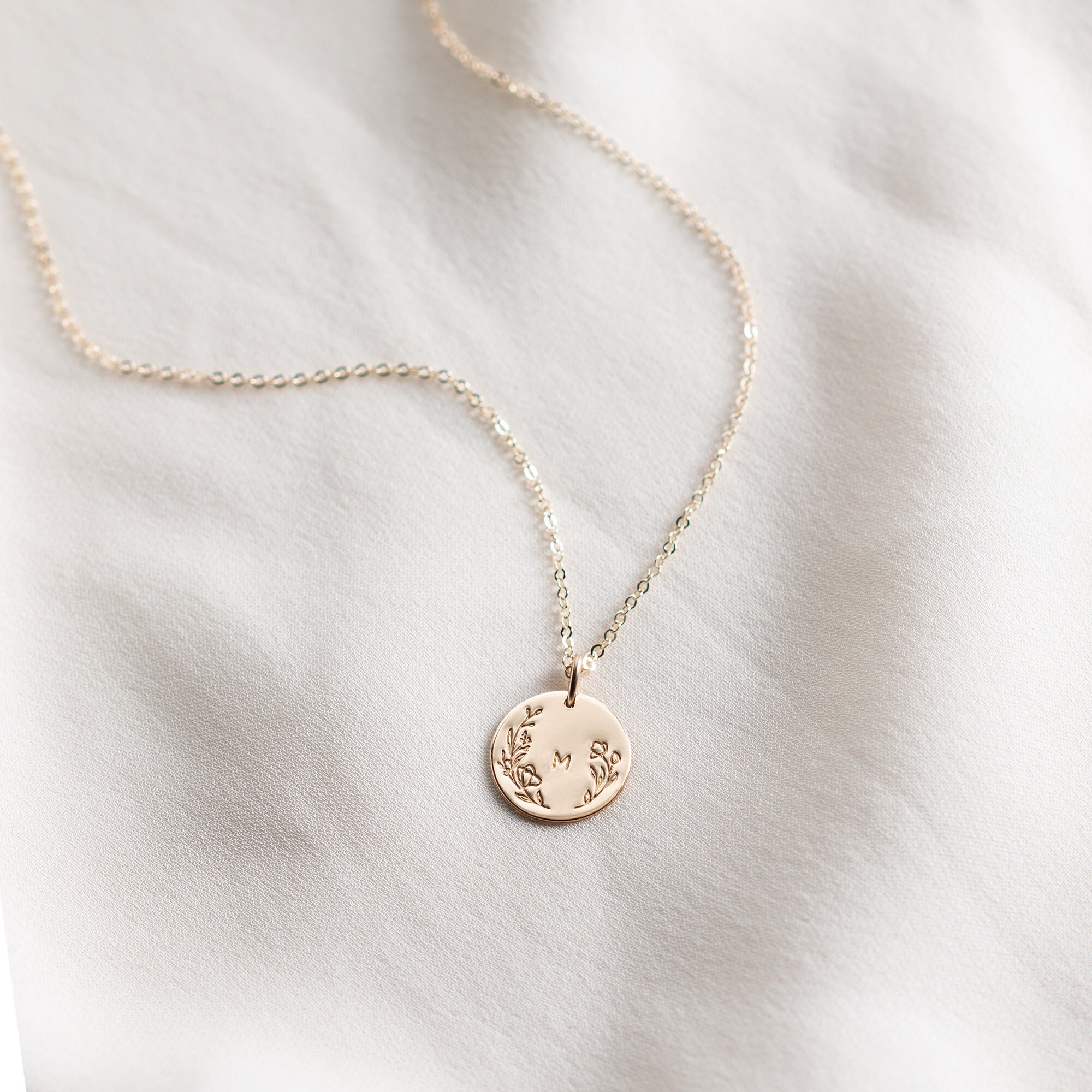 Flower Initial Necklace Gift for Her 