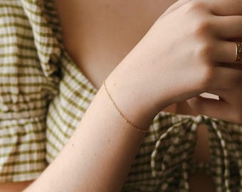Minimal Chain Bracelet, Dainty Chain Bracelet, Cable Chain Bracelet, Simple Chain Bracelet | 14k Gold Fill, Sterling Silver | GBC_0003