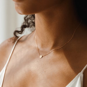 Choker Initial Necklace, Dainty Personalized Necklace, Floating Disk Necklace 14k Gold Fill, Sterling Silver, Rose Gold LN206_L_aj image 6