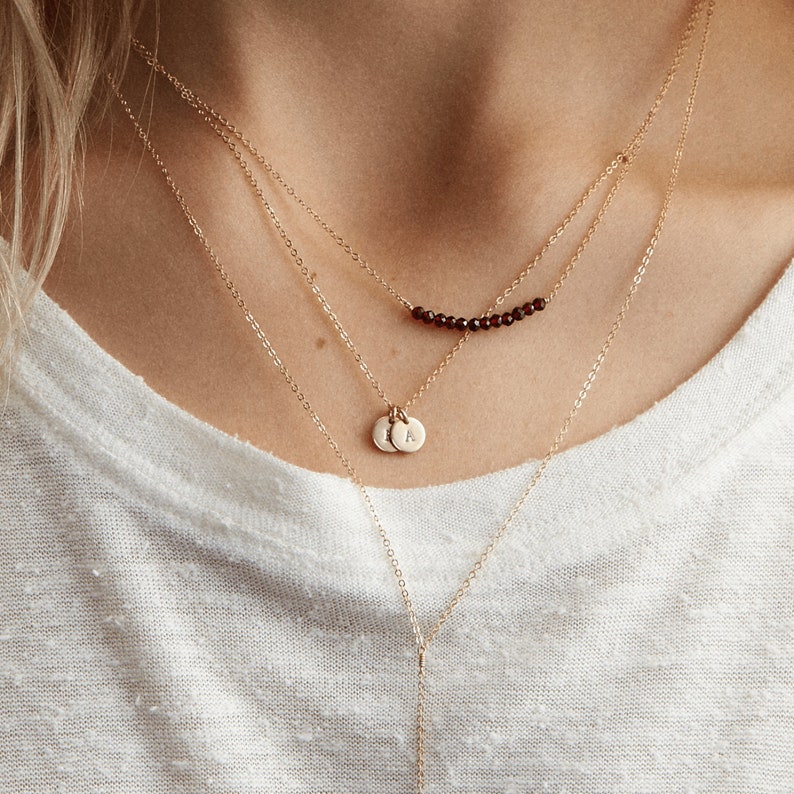 Dainty Birthstone Bar Necklace, Freshwater Pearl Necklace, Minimal Gemstone Necklace 14k Gold Fill, Sterling Silver LN603 image 8