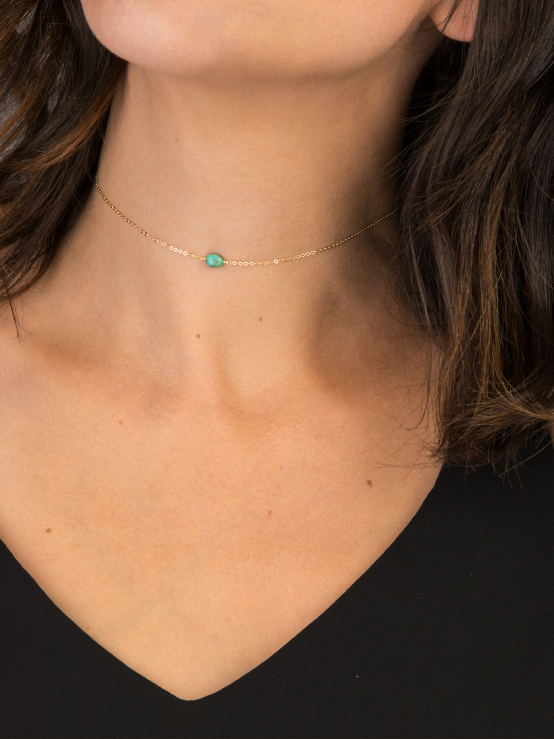 raw birthstone jewelry layering necklace sterling silver chain 14k gold filled turquoise birthday gift turquiose