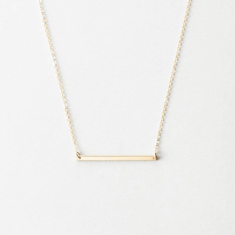 Personalisierte Bar Halskette, Benutzerdefinierte Namen Halskette, Minimal Initialen Halskette | 14k Gold Fill, Sterling Silber | LN120_30 Bild 2