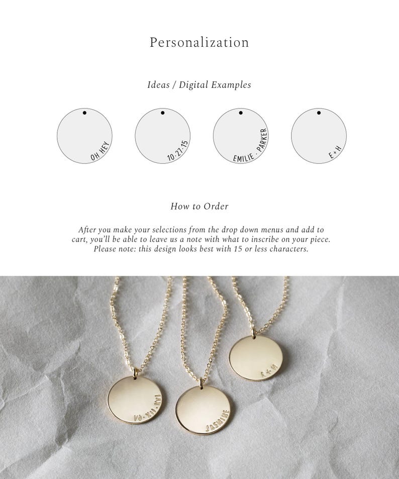 Personalized Name Necklace, Large Coin Pendant Necklace, Custom Date Disk Necklace | 14k Gold Fill, Sterling Silver | LN216 image 5