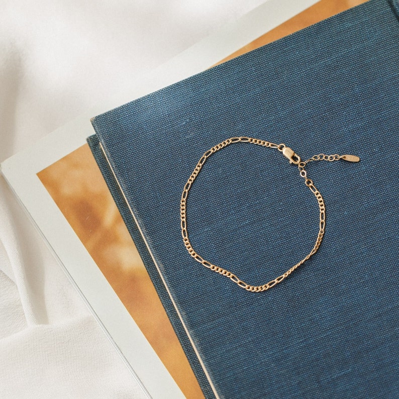 Dainty Figaro Chain Bracelet, Infinity Chain Bracelet, Minimal Layering Bracelet, Custom Chain 14k Gold Fill, Sterling Silver GBC_0026 image 7