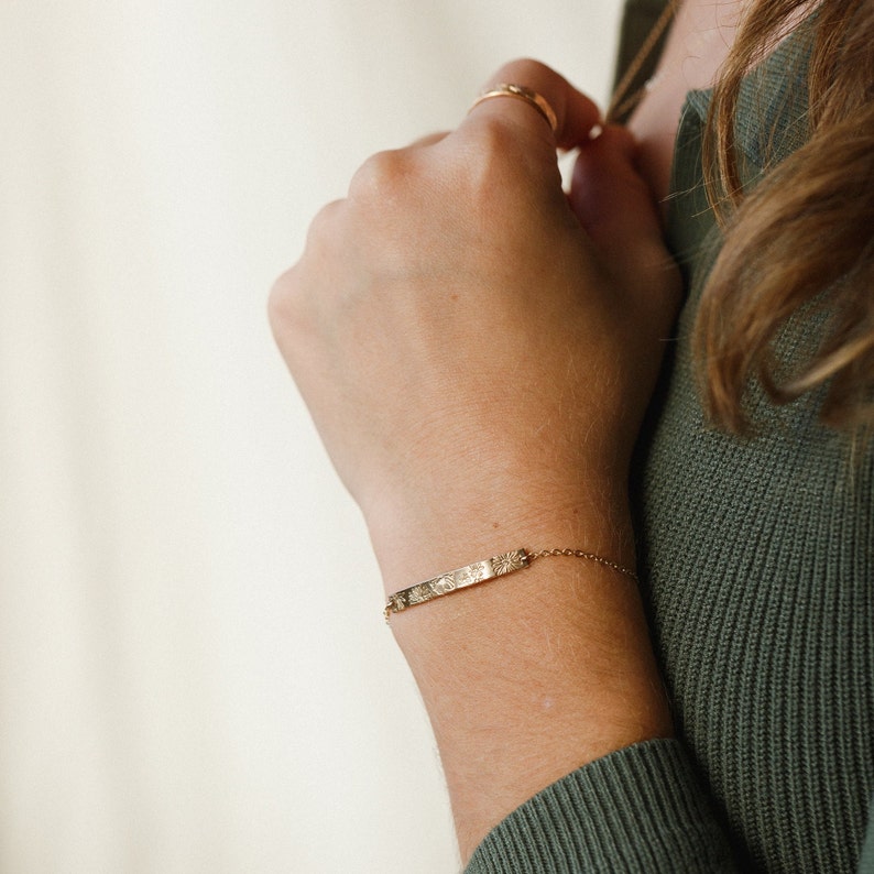 My Garden Bar Bracelet, Personalized Flower Bracelet, Birth Flowers Bracelet, Custom Floral Bracelet 14k Gold Fill, Sterling Silver image 8