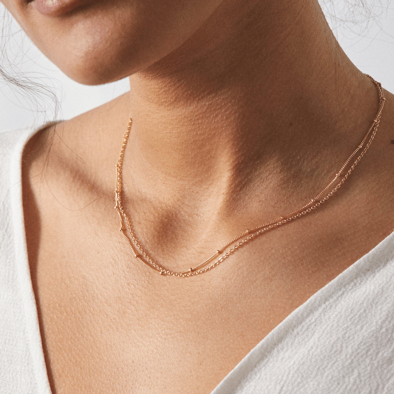 Wiwpar Dainty Multi-Layer Clavicle Chain - Gold Stacking Choker Necklace For Women And Girls - View #5