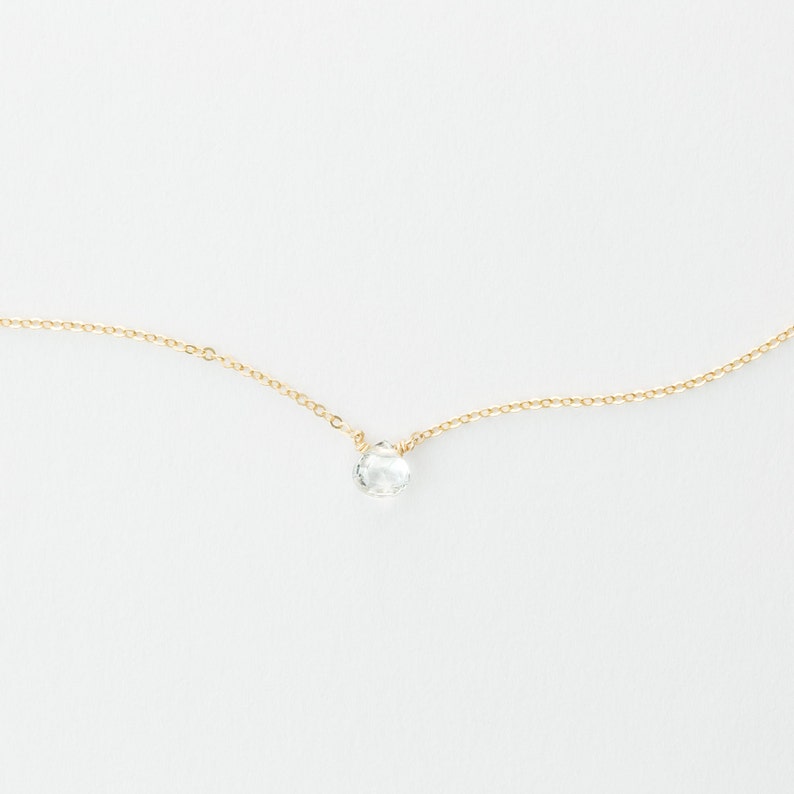 Ultra Dainty Necklace With Tiny Clear Gemstone Simple Etsy
