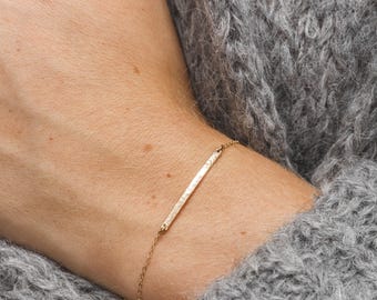 Dainty Personalized Initial Bracelet, Custom Delicate Letters, Minimal Bar Bracelet | 14k Gold Fill, Sterling Silver | LB120_30