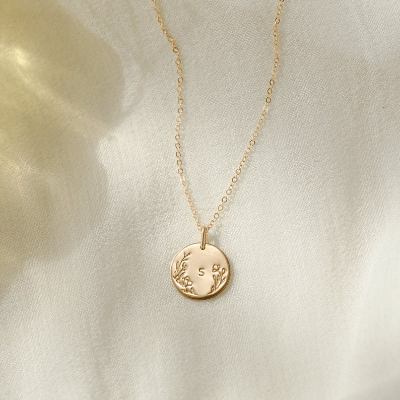 Dainty Flower Initial Necklace, Personalized Floral Necklace, Gift for Moms, Daughters 14k Gold Fill, Sterling Silver, Rose Gold LN213 image 6