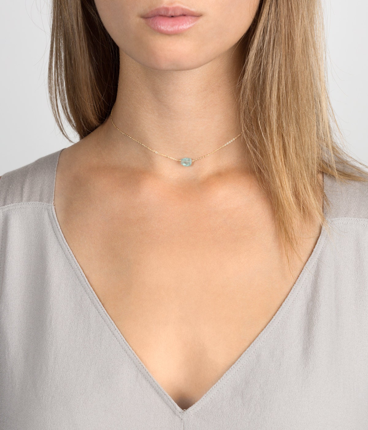 Raw Crystal Necklace - Rough Cut Gemstone on 14k Gold fill or Sterlin…