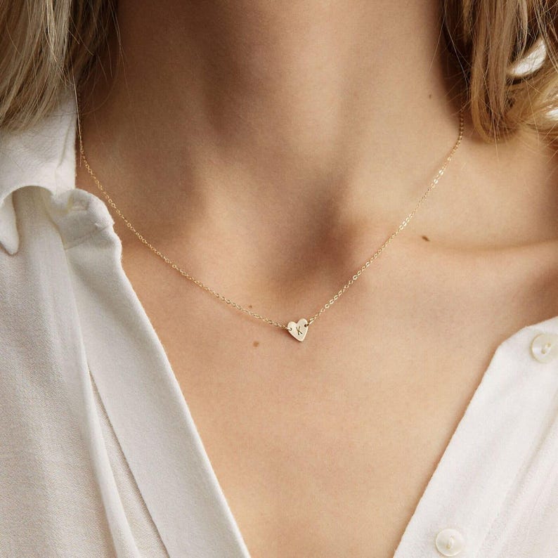 Tiny Heart Necklace, Custom Initial, Personalized Heart Pendant | 14k Gold Fill, Sterling Silver | LN124_L image 6
