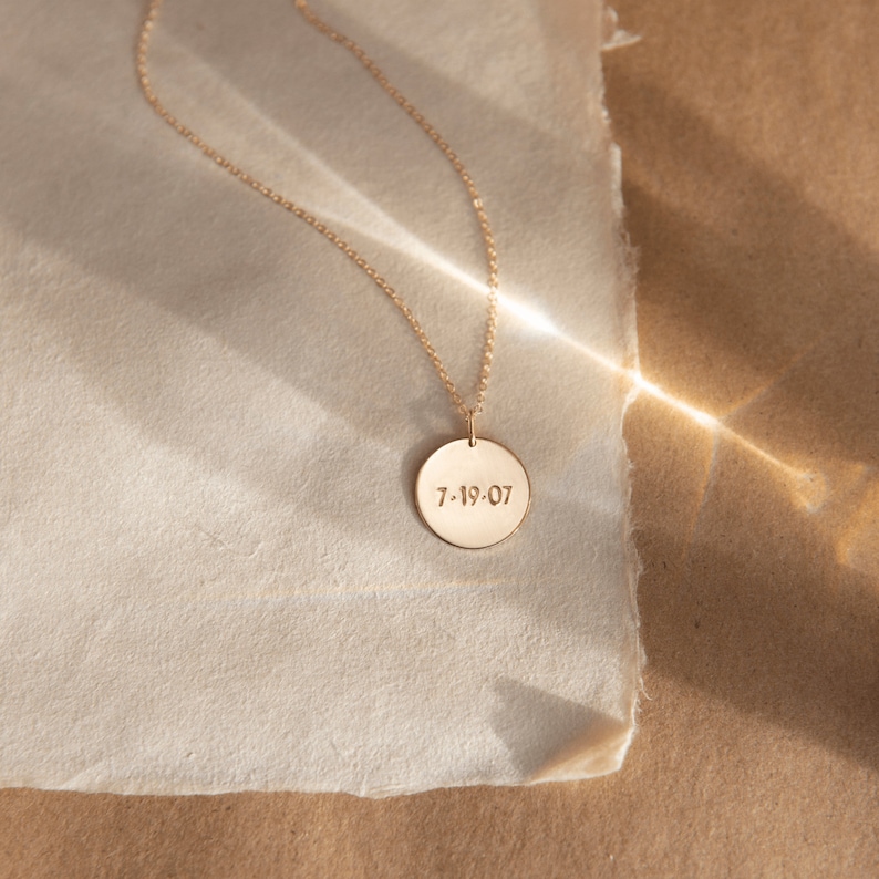 Large Personalized Initial Necklace, Custom Letter Pendant, Bold Disk Necklace 14k Gold Fill, Sterling Silver, Rose Gold LN216 image 2